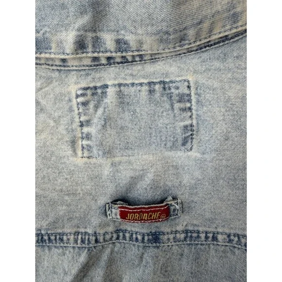 Jordache Vintage NWT Light Wash Denim Button Down Shirt 90's Western Size Small - Picture 7 of 9